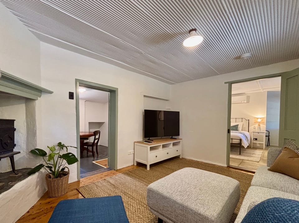 Image of the living room from the couch in the Menge cottage.